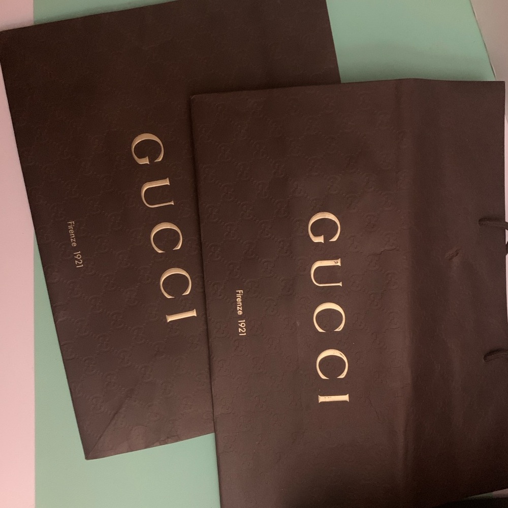 Gucci Dark Brown Logo Shopping Bags